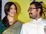 Aamir Khan with girlfriend Gauri Spratt during the screening of his film Sitaare Zameen Par.
