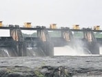 Pune, India - July 16, 2018: Water release from Khadakwasla Dam in Pune, India, on Monday, July 16, 2018.(HT PHOTO)