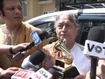 Sarod maestro Amjad Ali Khan and his sons, Amaan Ali Bangash and Ayaan Ali Bangash, at Dharamshala on Wednesday to present the Grammy Award they won with the Tibetan spiritual leader for Meditations: The Reflections of His Holiness the Dalai Lama. (ANI Photo)