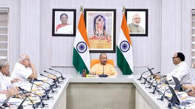 CM Yogi Adityanath presiding over the UP Cabinet meeting in Lucknow on Wednesday. (HT)