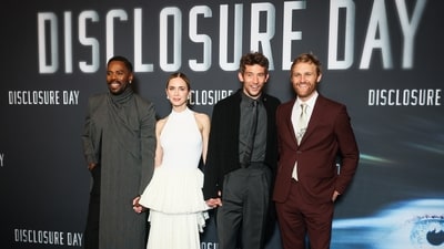 The film follows a cybersecurity whistleblower and a targeted meteorologist as they race to reveal the truth about extraterrestrial life to humanity. (AP Photo/Thomas Padilla) The film follows a cybersecurity whistleblower and a targeted meteorologist as they race to reveal the truth about extraterrestrial life to humanity. (AP Photo/Thomas Padilla)