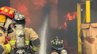 Bernalillo County firefighters were hard at work to douse the fire in Albuquerque. (Facebook/Bernalillo County Fire & Rescue)