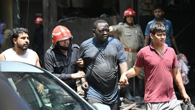 Officials said several of the victims were foreign nationals, mostly from Central Asia and Africa. BJP MLA Satish Upadhyay told reporters, “There were Bangladeshis and people from SAARC countries who came here for medical treatment and stayed in BnB.” (Sanchit Khanna/HT Photo)) Officials said several of the victims were foreign nationals, mostly from Central Asia and Africa. BJP MLA Satish Upadhyay told reporters, “There were Bangladeshis and people from SAARC countries who came here for medical treatment and stayed in BnB.” (Sanchit Khanna/HT Photo))