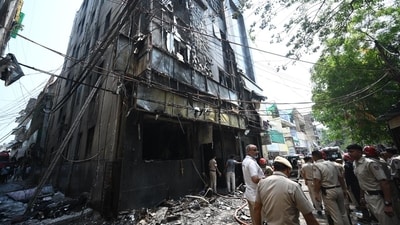 Rajeev Jha, a resident of the area, told HT that the fire broke out at around 8:30 am. He said that one of the survivors informed him that the blaze had originated on the ground floor and that smoke quickly spread to the upper storeys due to the absence of windows in the building. Some residents also alleged that fire tenders arrived late at the scene. (Sanchit Khanna/HT Photo)) Rajeev Jha, a resident of the area, told HT that the fire broke out at around 8:30 am. He said that one of the survivors informed him that the blaze had originated on the ground floor and that smoke quickly spread to the upper storeys due to the absence of windows in the building. Some residents also alleged that fire tenders arrived late at the scene. (Sanchit Khanna/HT Photo))