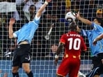 Luis Suarez's handball denied Ghana their winner. Luis Suarez's handball denied Ghana their winner.