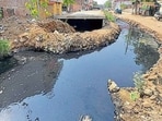 An open drain at Dhoka Mohalla in Ludhiana on Thursday. (Manish/HT)