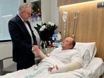 File photo of Australian Prime Minister Anthony Albanese meeting Ahmed al Ahmed at St George Hospital in Sydney after he sustained injuries during the shooting at Bondi Beach in December 2025.  