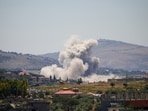 Smoke billows from southern Lebanon, following Israeli strikes, as seen from Nabatieh, Lebanon, June 4, 2026. 