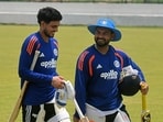Shubman Gill and Rishabh Pant during a practice session ahead of the India-Afghanistan Test series, in New Chandigarh. Shubman Gill and Rishabh Pant during a practice session ahead of the India-Afghanistan Test series, in New Chandigarh.