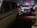 The encounter site where the two suspects were shot in the legs at Ramgarh, 10km from Panchkula town, early on Thursday. (HT Photo) The encounter site where the two suspects were shot in the legs at Ramgarh, 10km from Panchkula town, early on Thursday. (HT Photo)