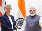 UK Foreign Secretary Yvette Cooper met Prime Minister Narendra Modi after arriving in India on Wednesday for her first visit to the country following a trip to China. (@narendramodi X)