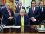 U.S. President Donald Trump was allegedly seen with eyes closed in the White House today.