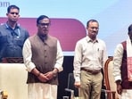 Assam Governor Lakshman Prasad Acharya and CM Himanta Biswa Sarma during a swearing-in ceremony. (ANI picture) Assam Governor Lakshman Prasad Acharya and CM Himanta Biswa Sarma during a swearing-in ceremony. (ANI picture)