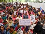 Mumbai, India. June 04, 2026 - Residents of the New Tank Road slum held a protest at Azad Maidan against the MbPT. The Mumbai Port Authority recently demolished over 100 houses. Mumbai, India. June 04, 2026. (Photo by Raju Shinde/HT Photo) (Raju Shinde)