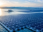 Floating solar panels on water.