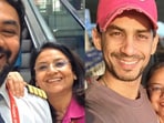 Emotional family moment between pilot brothers and mother.