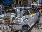 iiMumbai, India - June 04, 2026: A severely damaged car is seen after a BEST bus collided with multiple vehicles on Mumbai’s Western Express Highway in Mumbai, India, on Thursday, June 04, 2026. (Photo by Satish Bate/ Hindustan Times) (Hindustan Times)