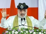 Union home minister Amit Shah addresses BSF personnel at Lankamura Border Outpost on the India-Bangladesh border in Tripura, on Friday.