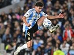 Argentina's Julian Alvarez in action. (REUTERS)