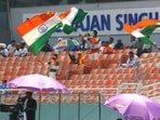 Vacant seats at PCA Stadium in New Chandigarh during the one-off Test Matches amid hot summer days. (HT Photo)
