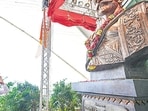 **EDS: THIRD PARTY IMAGE** In this image posted on June 6, 2026, Maharashtra Chief Minister Devendra Fadnavis during the unveiling of a statue of Chhatrapati Shivaji Maharaj at the Navi Mumbai International Airport, in Navi Mumbai, Maharashtra. (@CMOMaharashtra/X via PTI Photo)(PTI06_06_2026_000336A) (@CMOMaharashtra)