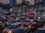 Mumbai, India - Oct. 22, 2024: Traffic jam in the evening at BKC in Mumbai, India, on Tuesday, October 22, 2024. (Photo by Satish Bate/ Hindustan Times) (Hindustan Times)