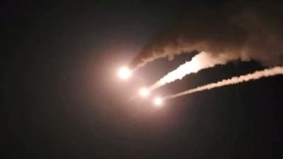 Iran launches missiles towards Israel, at an unknown location. (via REUTERS)