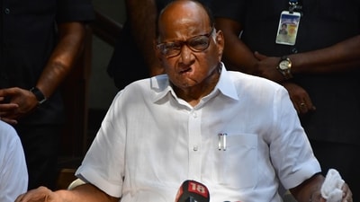 NCP (SP) chief Sharad Pawar addresses the media. (HT) NCP (SP) chief Sharad Pawar addresses the media. (HT)