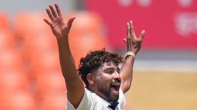 Afghanistan made a better start to the second innings. The openers forged a 42-run stand, leaving India frustrated, until Mohammed Siraj came to their rescue with the dismissal of opener Abdul Malik. (PTI) Afghanistan made a better start to the second innings. The openers forged a 42-run stand, leaving India frustrated, until Mohammed Siraj came to their rescue with the dismissal of opener Abdul Malik. (PTI)