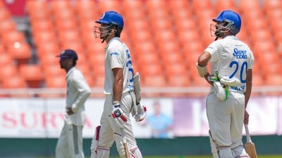 Sediqullah Atal was the only standout batter for Afghanistan in the second innings, as he scored 42 runs off 80 balls, before being dismissed by Suthar. (PTI) Sediqullah Atal was the only standout batter for Afghanistan in the second innings, as he scored 42 runs off 80 balls, before being dismissed by Suthar. (PTI)