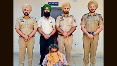 The accused in the custody of police in Ludhiana on Monday. (HT Photo) The accused in the custody of police in Ludhiana on Monday. (HT Photo)