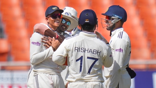 IND vs AFG Live Updates: India's Yashasvi Jaiswal, left, Rishabh Pant, 17, and teammates celebrate after team's win on day three of a Test cricket match IND vs AFG Live Updates: India's Yashasvi Jaiswal, left, Rishabh Pant, 17, and teammates celebrate after team's win on day three of a Test cricket match