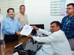 BJP candidate Parimal Nathwani files his nomination for the Rajya Sabha election 2026 in the presence of BJP MLAs Naveen Jaiswal and CP Singh at Vidhan Sabha, in Ranchi on Monday. (@mpparimal X/ANI Photo) BJP candidate Parimal Nathwani files his nomination for the Rajya Sabha election 2026 in the presence of BJP MLAs Naveen Jaiswal and CP Singh at Vidhan Sabha, in Ranchi on Monday. (@mpparimal X/ANI Photo)