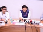 JP Shivhare (Centre), joint secretary, department for promotion of industry and internal trade, speaking to media persons on June 9. (Sourced) JP Shivhare (Centre), joint secretary, department for promotion of industry and internal trade, speaking to media persons on June 9. (Sourced)