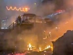 Visakhapatnam: Flames erupt in Vizag steel plant after molten iron spilt while being moved in a bucket by a crane.