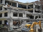 Police said the building collapsed around 7.25pm on May 30 while two additional floors were under construction, killing six people. (HT Photo) Police said the building collapsed around 7.25pm on May 30 while two additional floors were under construction, killing six people. (HT Photo)