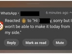 A screenshot of a communication between a candidate and a founder. 