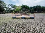A dried lake as a result of the El Niño effect in the equatorial Pacific region. (AFP)