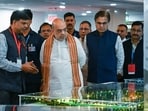 Union home minister Amit Shah during the launch of the Land Port Management System at Vigyan Bhawan in New Delhi on Tuesday.