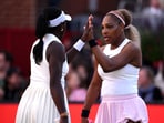 Serena Williams partnered with Victoria Mboko, of Canada. Serena Williams partnered with Victoria Mboko, of Canada.