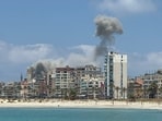Smoke billows following an Israeli strike in Tyre, Lebanon.
