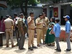 Police unlocked Vidya Mandir Girls’ High School in Narhi, Lucknow, on Wednesday. (Mushtaq Ali/HT Photo)