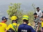 SDRF and police personnel near the accident site. (HT Sourced Photo)
