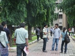 Students at the campus of a leading business school. (Parwaz Khan/Hindustan Times)