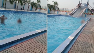 The photos of the swimming pool shared on X. (X/@poojaofficial5)