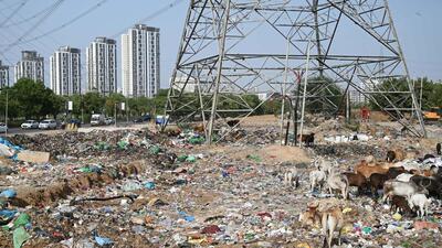 No boundary wall at the MCG secondary garbage collection point on the Southern Peripheral Road. (Parveen Kumar/HT Photo) No boundary wall at the MCG secondary garbage collection point on the Southern Peripheral Road. (Parveen Kumar/HT Photo)