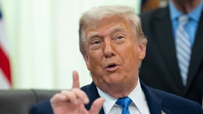 US President Donald Trump during a signing ceremony for the "Secure America Act" in the Oval Office of the White House in Washington, DC, US. (Bloomberg)
