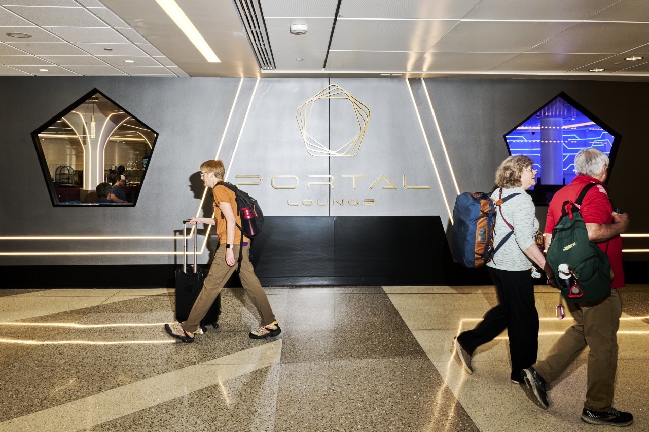 The Portal Lounge at Minneapolis-St. Paul International Airport offers travelers access to food, beverage and gaming stations. The Portal Lounge at Minneapolis-St. Paul International Airport offers travelers access to food, beverage and gaming stations.