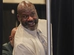 Jun 5, 2026; San Antonio, Texas, USA; Shaquille O’Neal smiles as he arrives at the arena before the game between the San Antonio Spurs and the New York Knicks in game two of the 2026 NBA Finals at Frost Bank Center. Mandatory Credit: Scott Wachter-Imagn Images