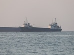 Vessels in the Strait of Hormuz near the beach of Bandar Abbas, Iran, June 8.
